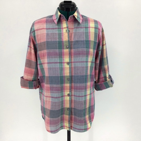 Koret City Blues Vintage Plaid Button-Up Shirt - Picture 1 of 14